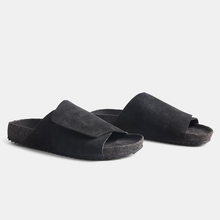 Velcro Suede Slide  Womens In Black | James Perse Los Angeles