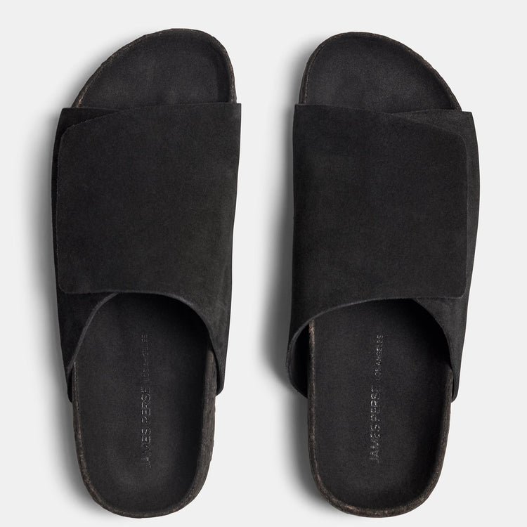 Velcro Suede Slide  Womens In Black | James Perse Los Angeles