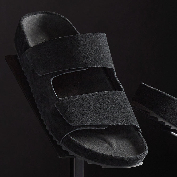 Women's Double Strap Suede Slide in Black | James Perse Los Angeles