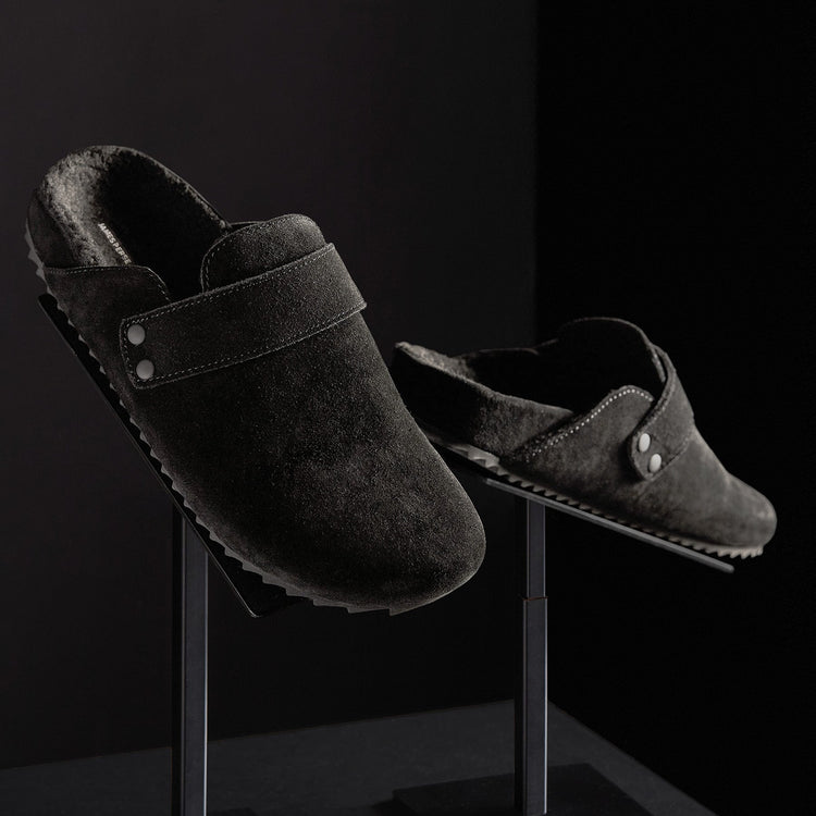 Women's Suede Slip On Clog in Black/Black | James Perse Los Angeles