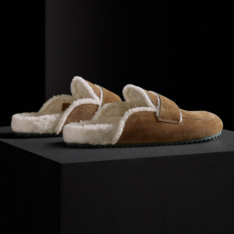 Women's Suede Shearling Loafer in Tabacco/Ivory | James Perse Los Angeles