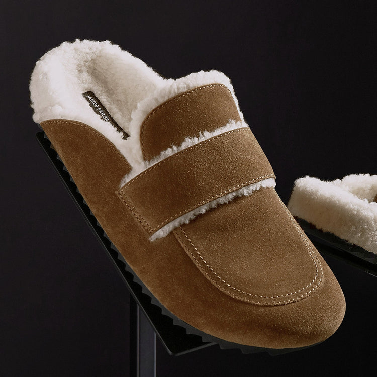 Women's Suede Shearling Loafer in Tabacco/Ivory | James Perse Los Angeles