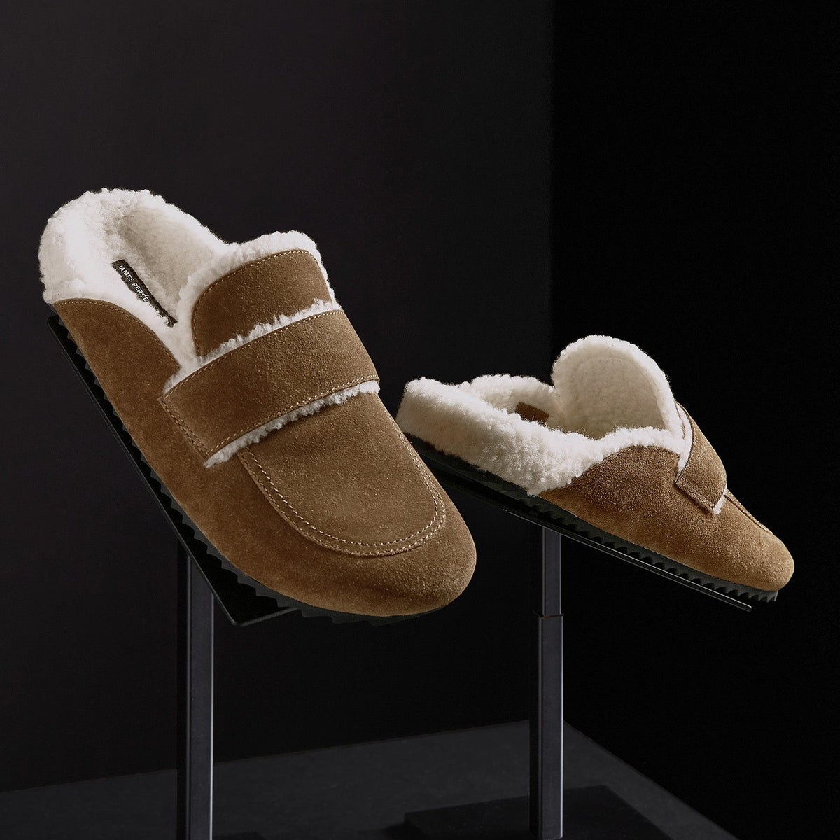 Women's Suede Shearling Loafer in Tabacco/Ivory | James Perse Los Angeles
