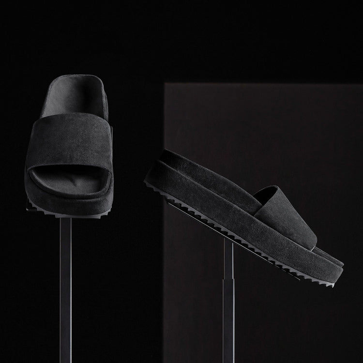 Women's Single Strap Platform Slid in Black | James Perse Los Angeles 