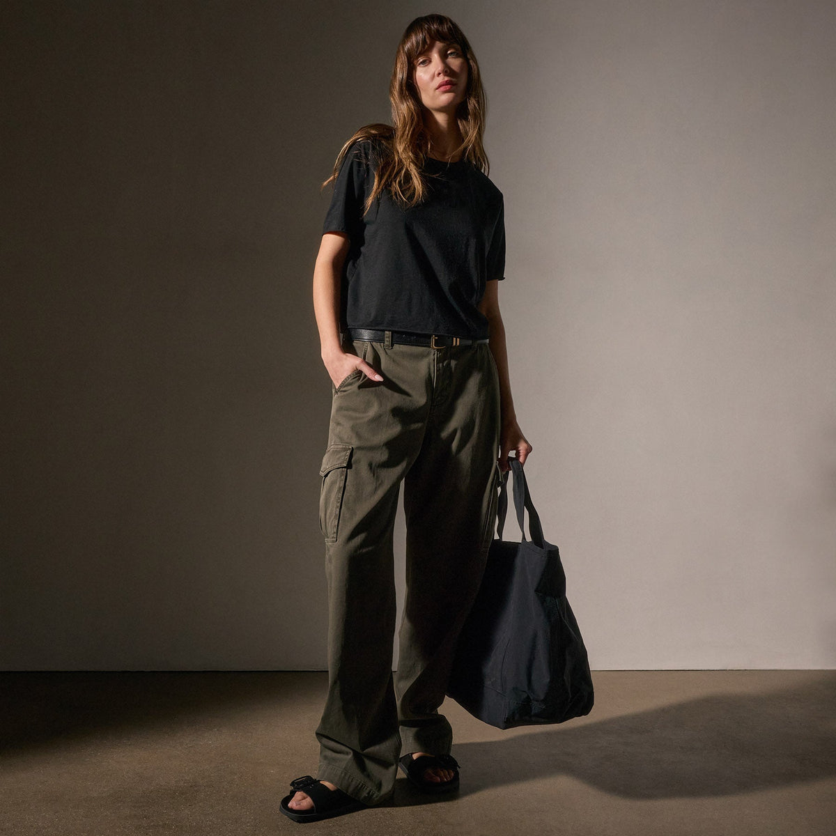 Small Matte Nylon Tote in Black | James Perse Los Angeles / Womens