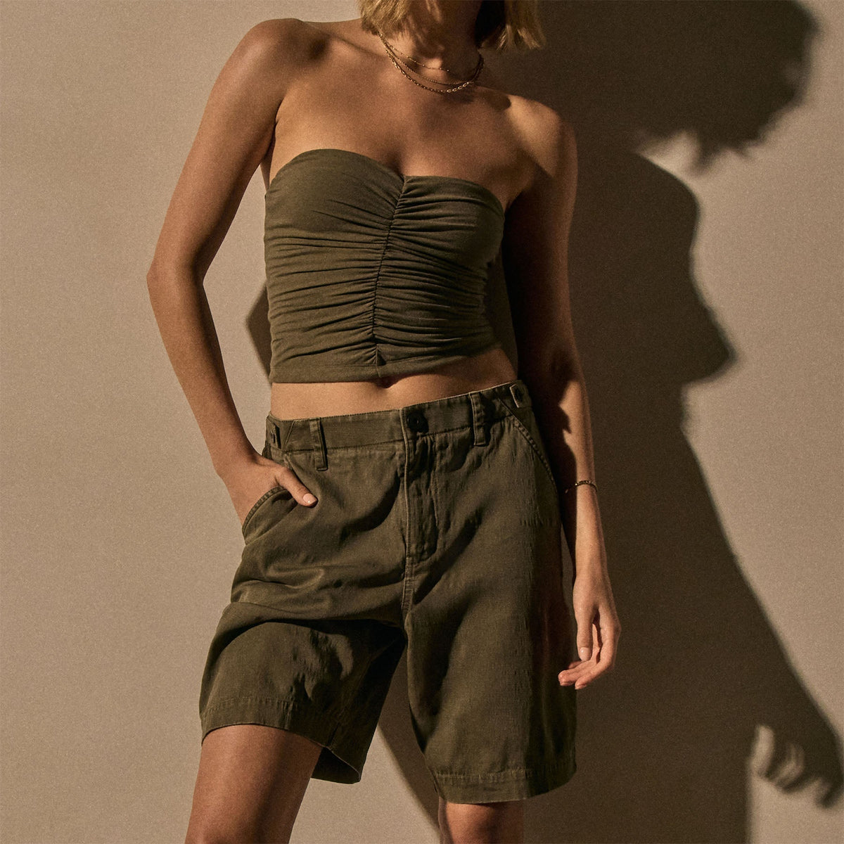 Cotton Long Short in Birch Pigment | James Perse Los Angeles