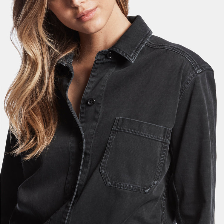 Mixed Media Jumpsuit In Black Pigment | James Perse Los Angeles