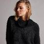 Wool Blend Sherpa Turtleneck Sweater in Black | James Perse Los Angeles