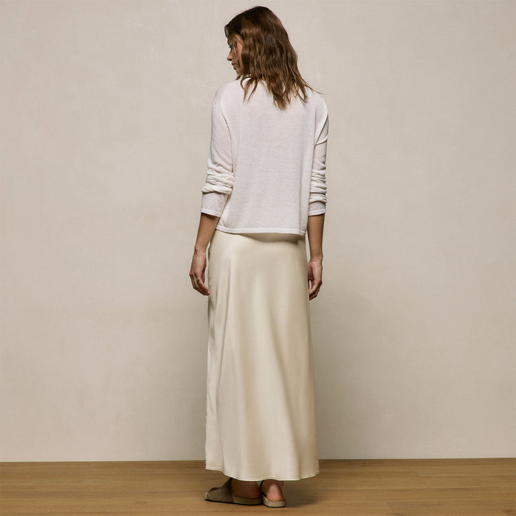 Silk Charmeuse Drawstring Skirt in Ivory | James Perse Los Angeles
