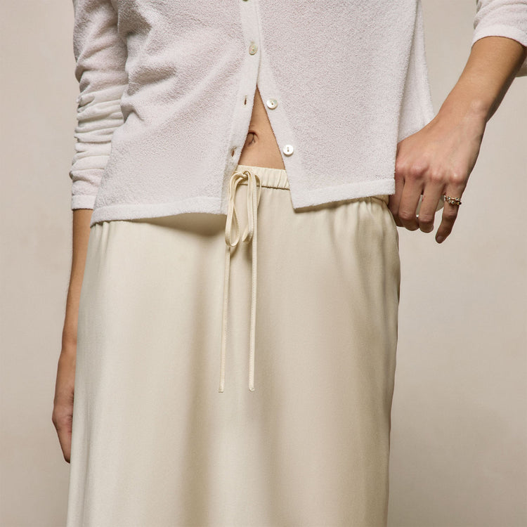 Silk Charmeuse Drawstring Skirt in Ivory | James Perse Los Angeles