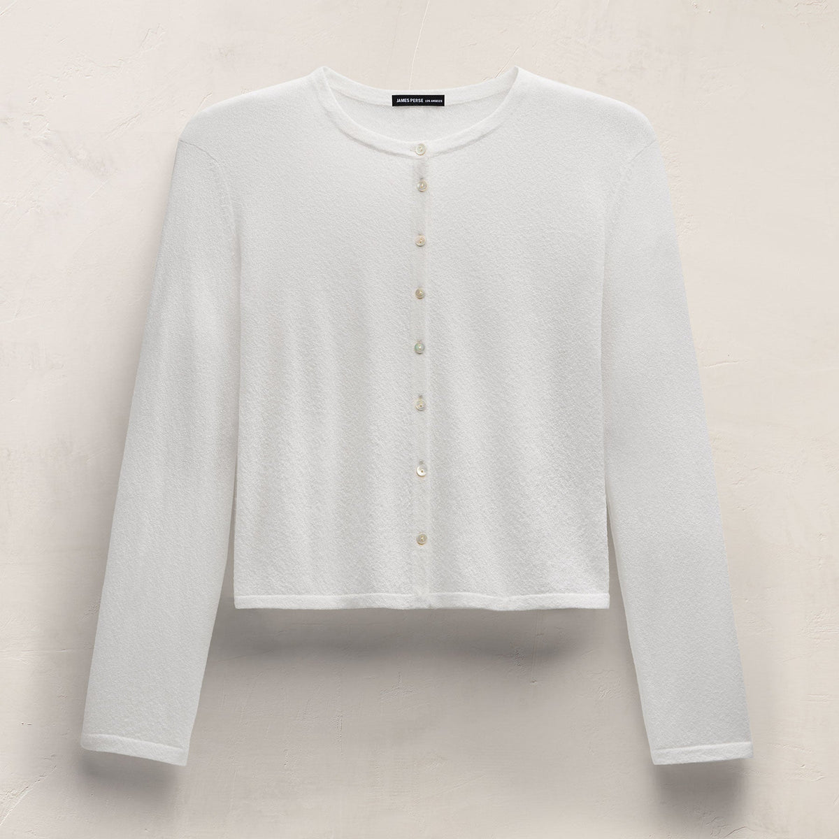 Fine Knit Cardigan in White | James Perse Los Angeles