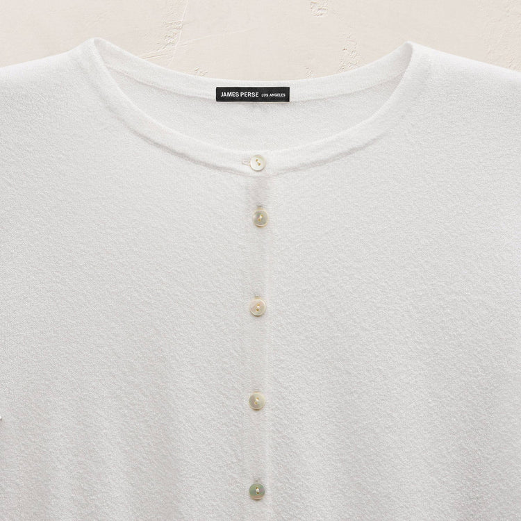Fine Knit Cardigan in White | James Perse Los Angeles