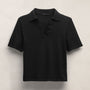 Fine Knit Short Sleeve Polo in Black | James Perse Los Angeles