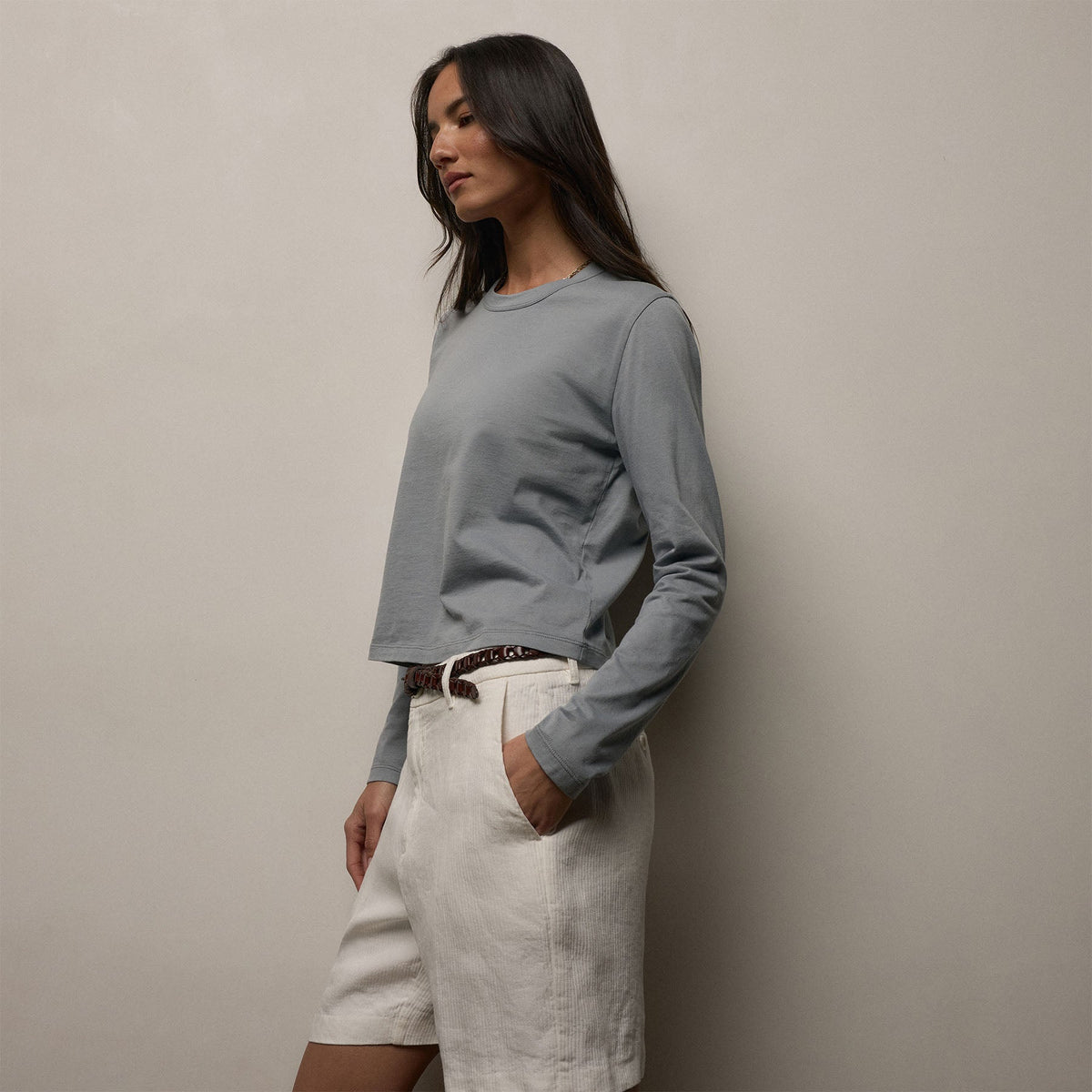 Brushed Elevated Jersey Long Sleeve Tee - Ore
