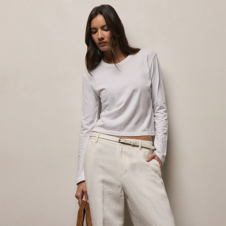 Brushed Elevated Jersey Long Sleeve Tee in White | James Perse Los Angeles