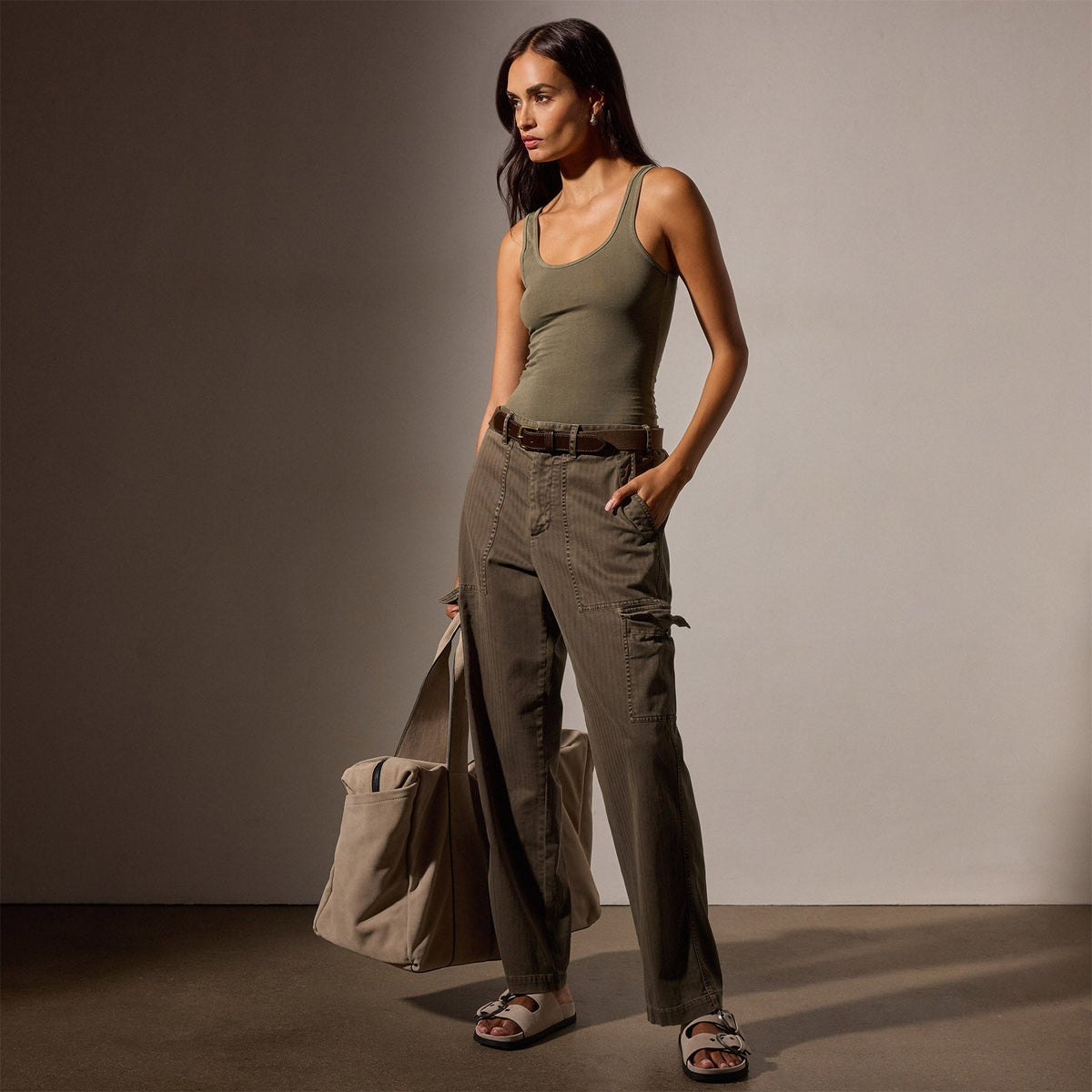 Long Jersey Tank in Trooper Pigment | James Perse Los Angeles