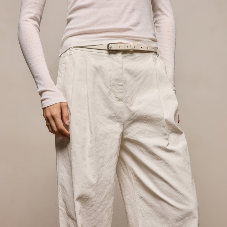 Linen Cotton Pleated Trouser in Off White | James Perse Los Angeles