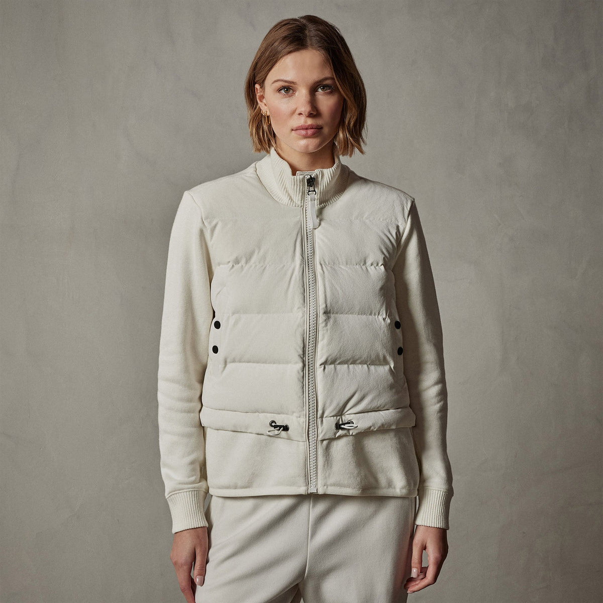 Mixed Media Jacket in Chalk | James Perse Los Angeles