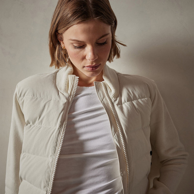 Mixed Media Jacket in Chalk | James Perse Los Angeles