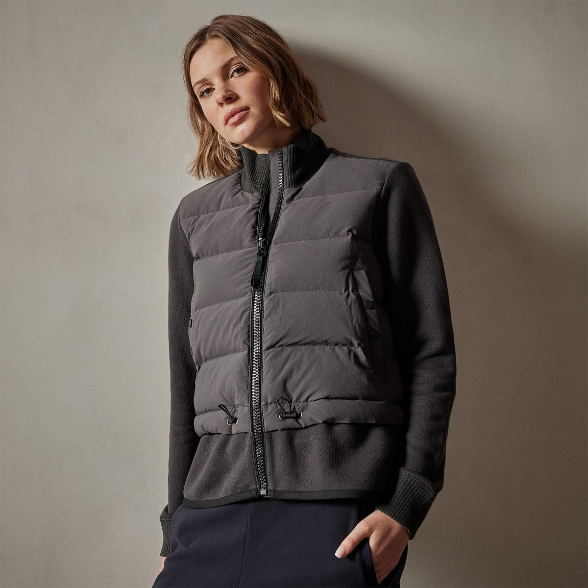 Mixed Media Jacket in Carbon | James Perse Los Angeles