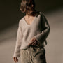 Fuzzy Cashmere Vneck in Pearl | James Perse Los Angeles