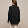 Textured Cotton Oversized Shirt in Black | James Perse Los Angeles