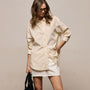 Textured Cotton Oversized Shirt in Ivory | James Perse Los Angeles