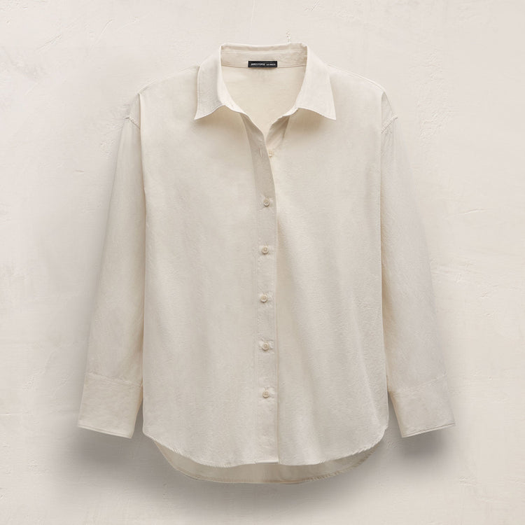 Textured Cotton Oversized Shirt in Ivory | James Perse Los Angeles