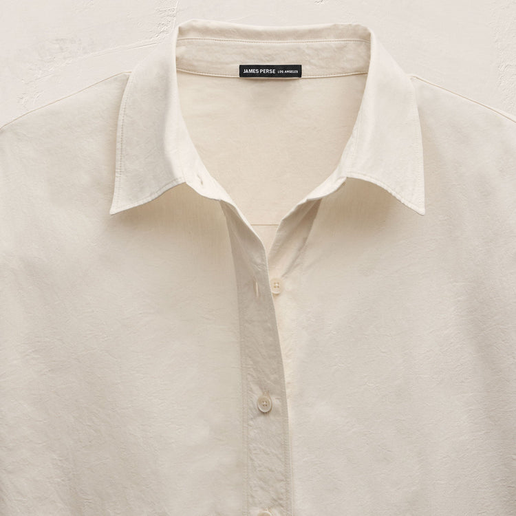Textured Cotton Oversized Shirt in Ivory | James Perse Los Angeles