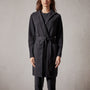 Brushed Thrml Knit Hooded Robe in Black | James Perse Los Angeles