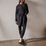 Brushed Thrml Knit Hooded Robe in Black | James Perse Los Angeles