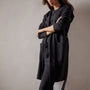 Brushed Thrml Knit Hooded Robe in Black | James Perse Los Angeles