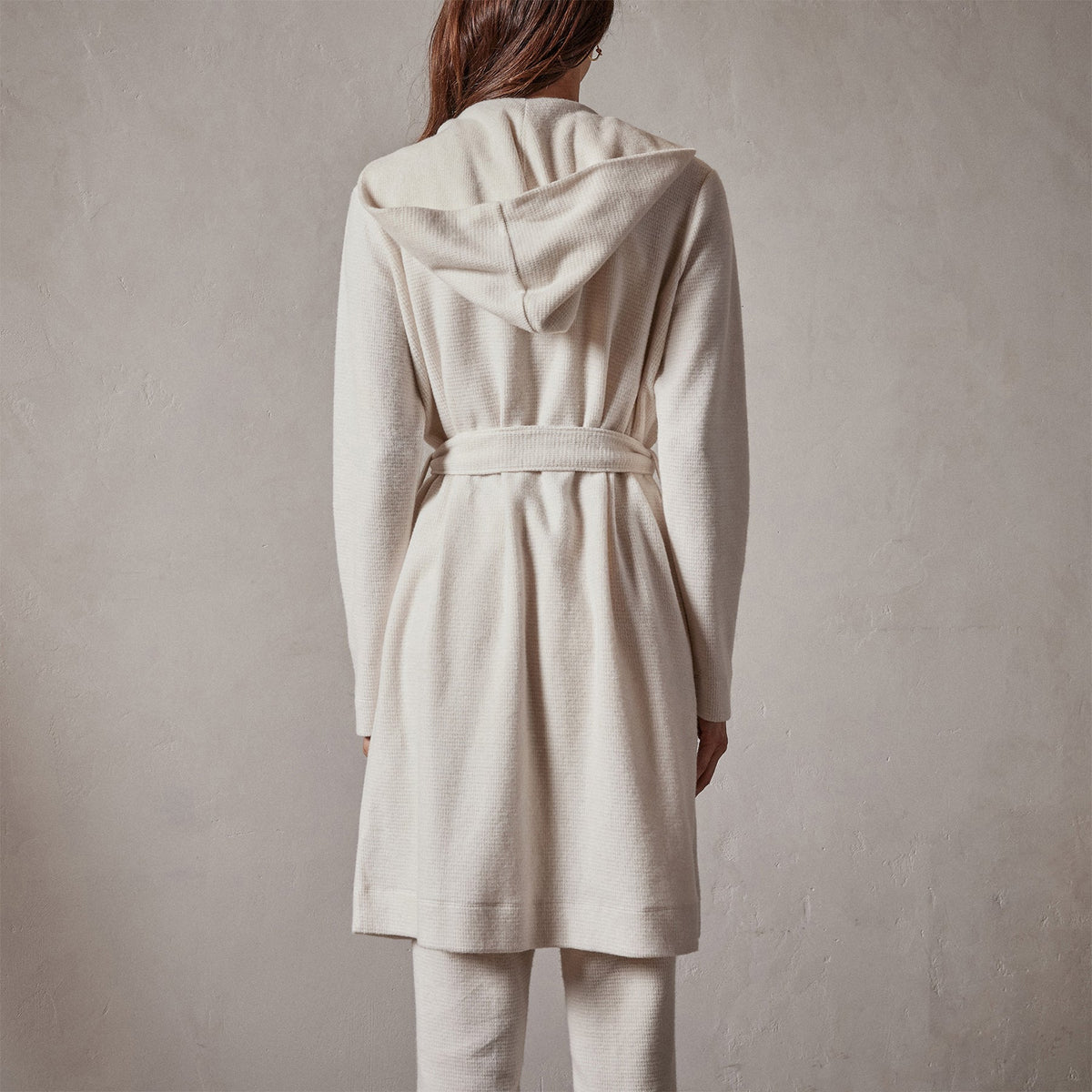 Brushed Thermal Knit Hooded Robe in Oyster | James Perse Los Angeles
