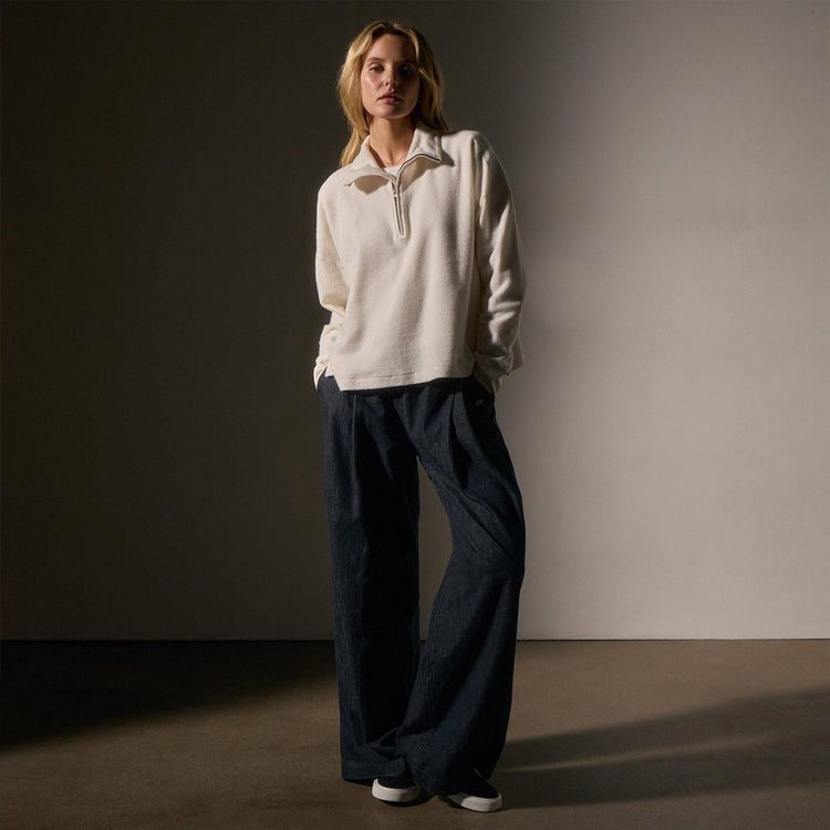 Brushed Thermal Half Zip in Oyster | James Perse Los Angeles
