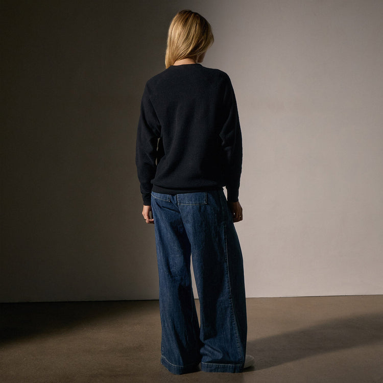 Brushed Thermal Knit Mock Neck in Black | James Perse Los Angeles