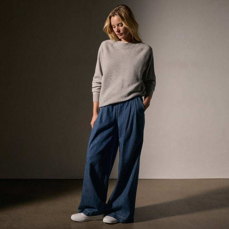 Brushed Thermal Knit Mock Neck in Heather Grey | James Perse Los Angeles