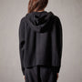 Thermal Knit Split Front Hoody in Black | James Perse Los Angeles