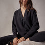 Thermal Knit Split Front Hoody in Black | James Perse Los Angeles
