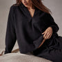 Thermal Knit Split Front Hoody in Black | James Perse Los Angeles