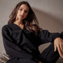 Thermal Knit Split Front Hoody in Black | James Perse Los Angeles