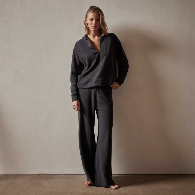 Thermal Knit Split Front Hoodie in Magma | James Perse Los Angeles