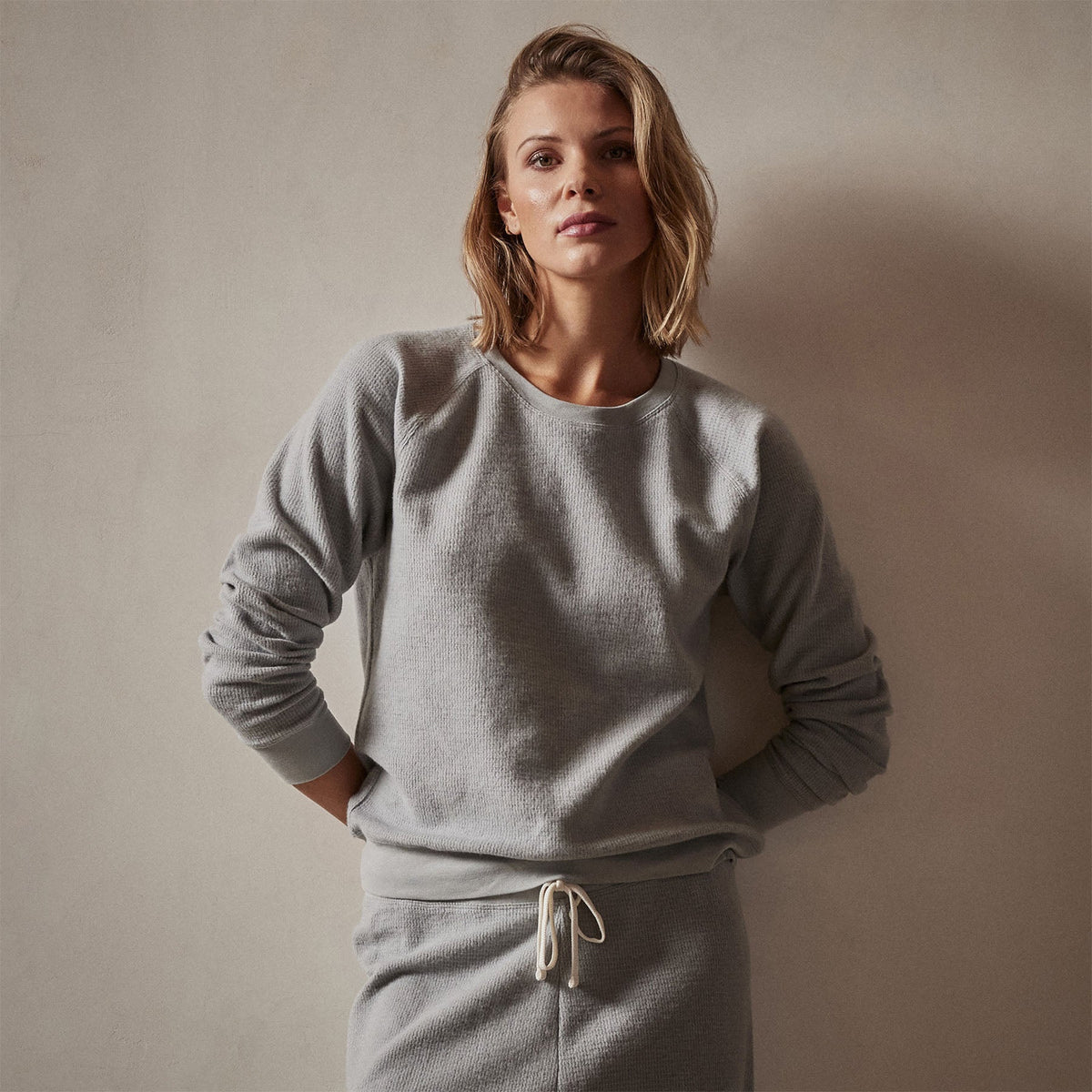 Relaxed Thermal Raglan Top in Breeze | James Perse Los Angeles