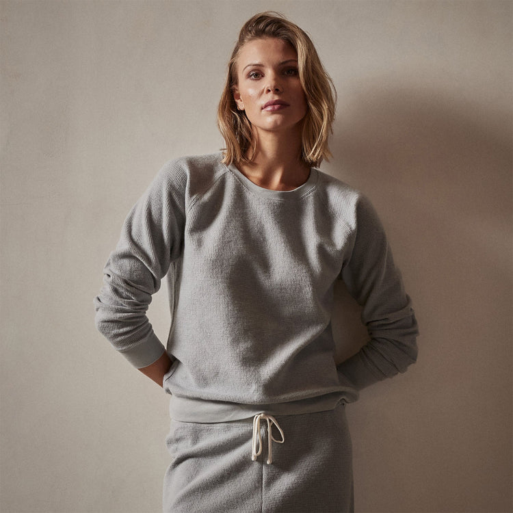 Relaxed Thermal Raglan Top in Breeze | James Perse Los Angeles