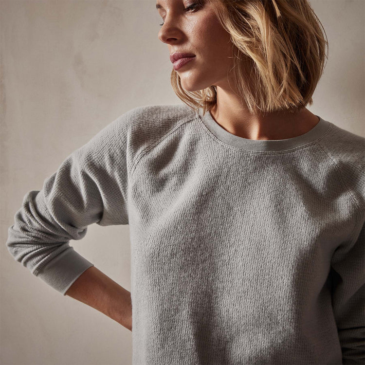Relaxed Thermal Raglan Top in Breeze | James Perse Los Angeles