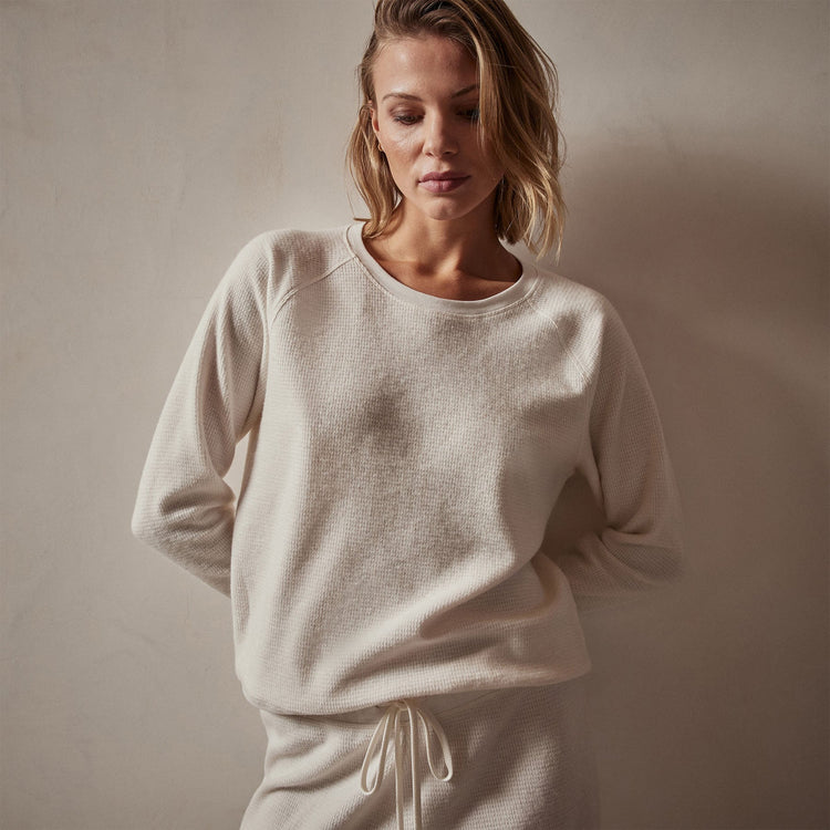 Relaxed Thermal Raglan Top in Oyster | James Perse Los Angeles