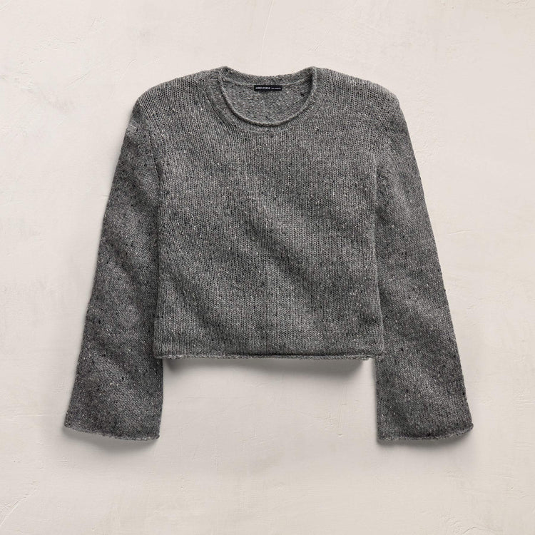 Marled Cashmere Linen Crew in Heather Grey | James Perse Los Angeles