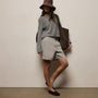 Marled Cashmere Linen Crew in Heather Grey | James Perse Los Angeles