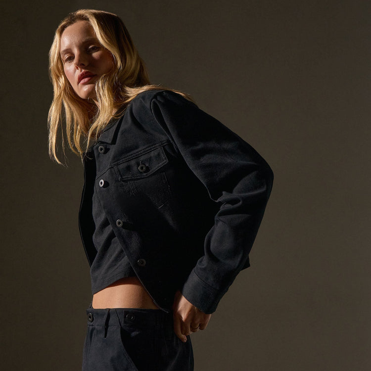 Shrunken Jean Jacket  in Black | James Perse Los Angeles