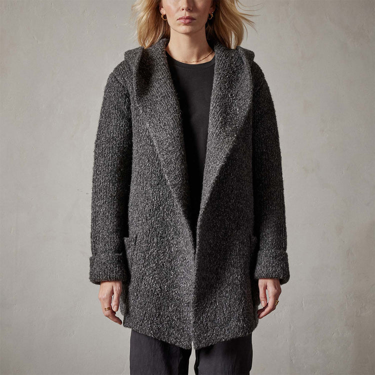 Double Bed Hooded Cardigan in Charcoal | James Perse Los Angeles 