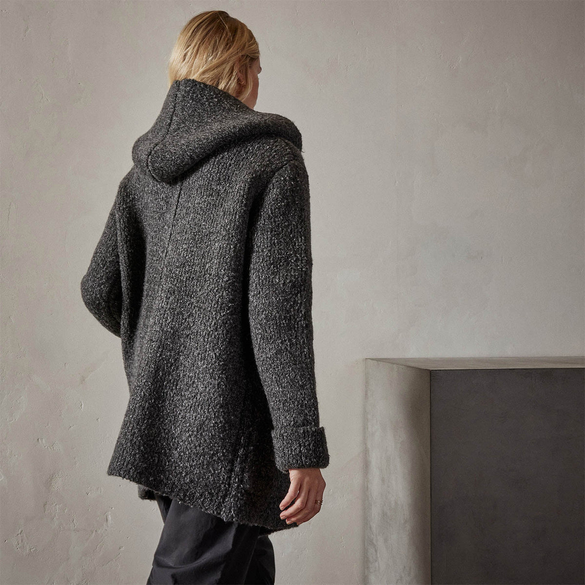 Double Bed Hooded Cardigan in Charcoal | James Perse Los Angeles 